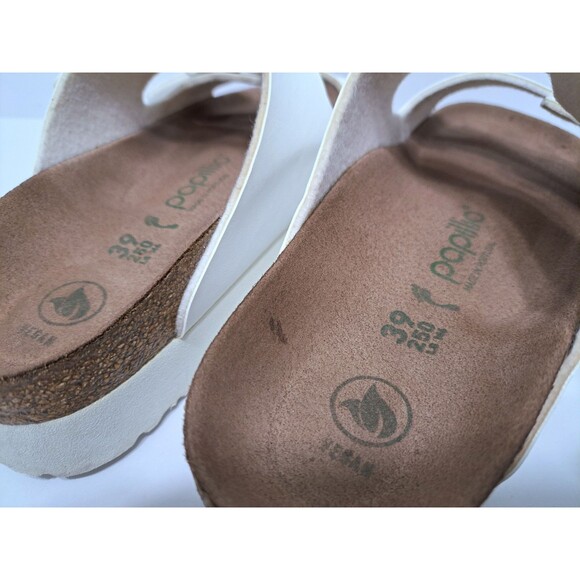 Birkenstock Papillio Platform Women's Size 8 Arizona Buckle Sandal White Brown - Picture 9 of 10